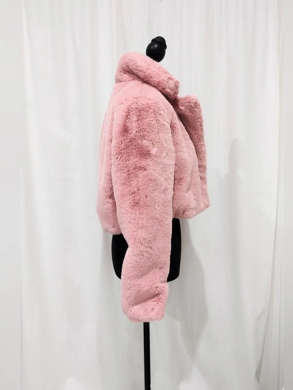 Forever 21 Sz S Dusty Pink Faux Fur Cropped Jacket